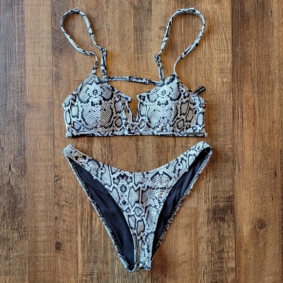 Kendall & Kylie Snakeskin Print Bikini Set - Picture 1 of 10